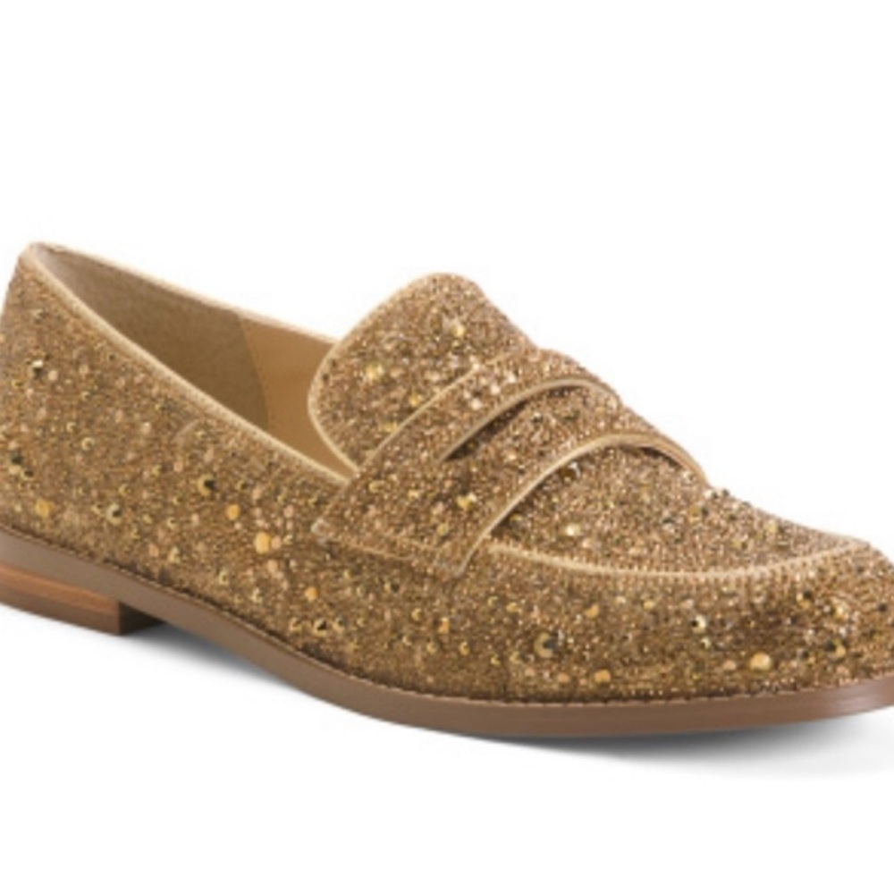 BETSEY JOHNSON Aron Sparkle Loafers Gold 8.5